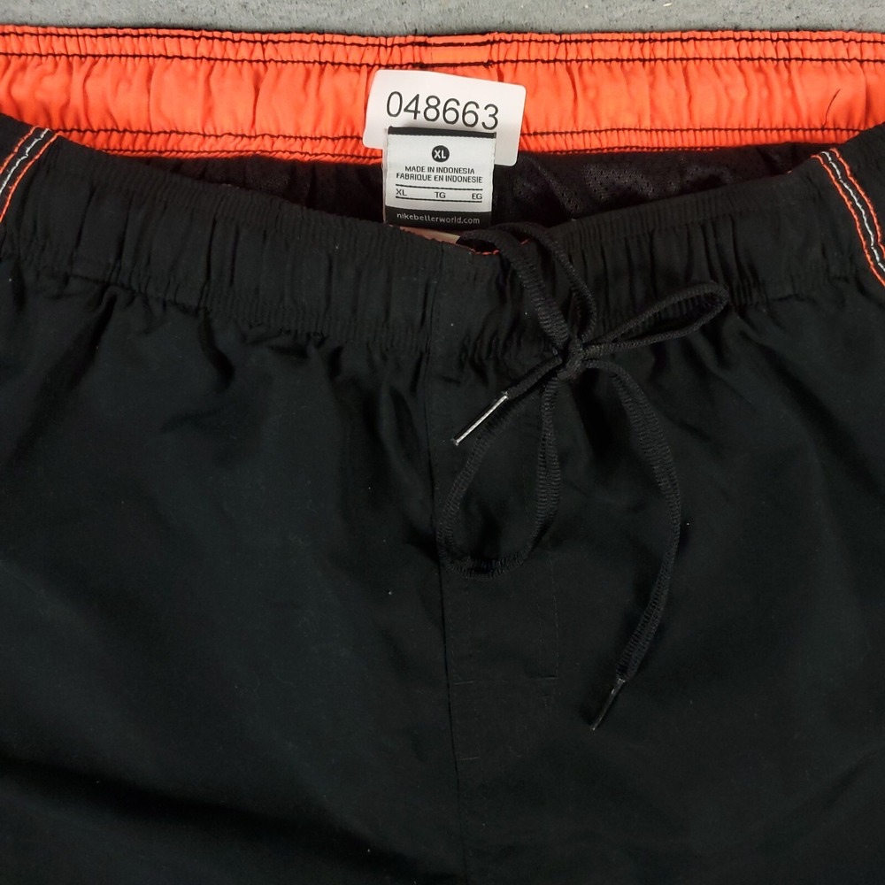 Nike Shorts Mens XL Black Swoosh Lace Tie Beach Board Swim Trunks - Picture 2 of 7